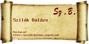 Szilák Balázs névjegykártya